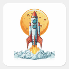 Rakete Quadratischer Aufkleber