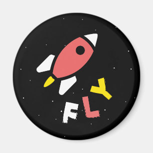Rakete - Rot & Gelb Abstract Pop Art. FLY! Magnet