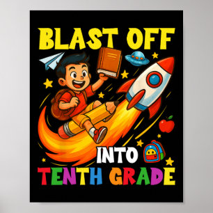 Rakete startet in lustige Ck zur Schule im zweiten Poster