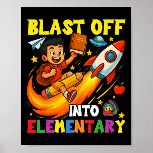 Rakete startet in lustige Grundschul-Rückkehr zur Poster