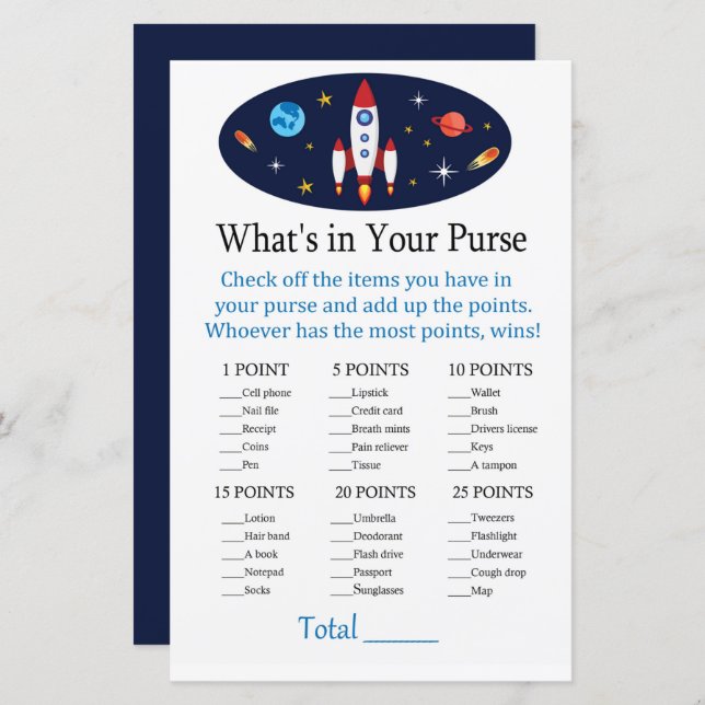 Rakete Was ist in deinem Geldbörsenspiel? (Vorne/Hinten)