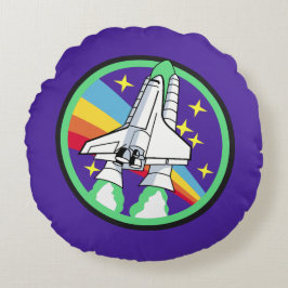 Rakete zum Mond Rundes Kissen