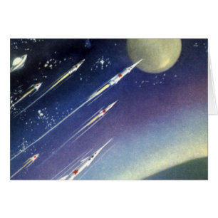 Raketen der Vintagen Science Fiction im Weltraum v