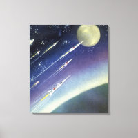 Raketen der Vintagen Science Fiction im Weltraum v