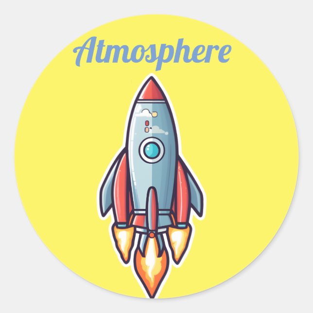 Raketen gehen in die Atmosphäre Runder Aufkleber (Vorderseite)