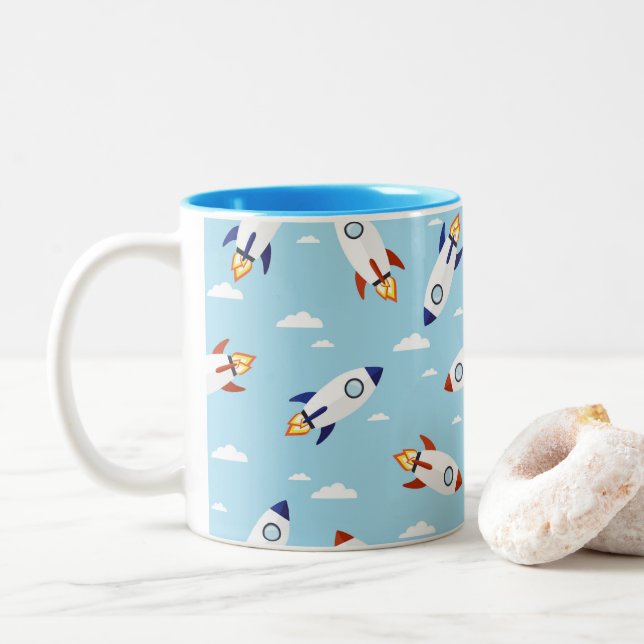 Raketen Kindersoldaten-Tasse Zweifarbige Tasse (Mit Donut)