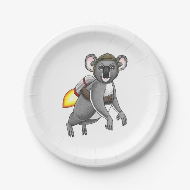 Raketen-Koala-Bär Pappteller (Vorderseite)