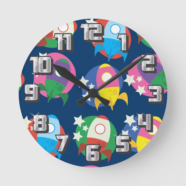 Raketen Runde Wanduhr (Vorderseite)