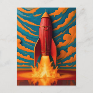 Raketen-Schiff: Inspiriert von den 1950er Jahren Feiertagspostkarte