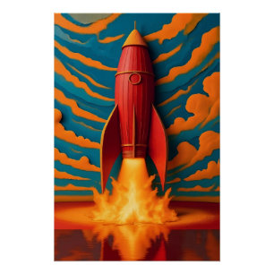 Raketen-Schiff: Inspiriert von den 1950er Jahren Poster
