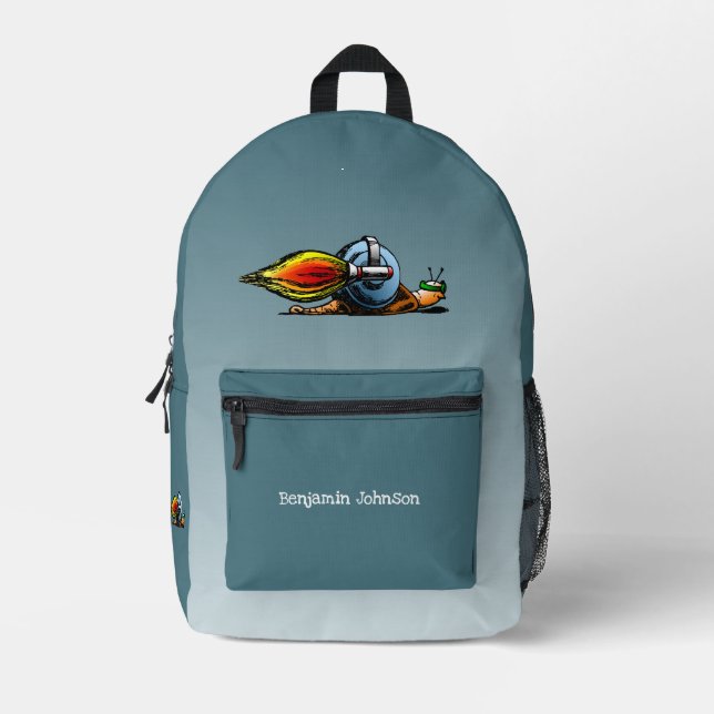 Raketen-Schnecke Bedruckter Rucksack (Vorderseite)