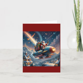 Raketen-Weihnachtsmann Feiertagskarte