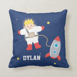 Raketen Weltraum Kleiner Blonder Astronaut Jungen  Kissen