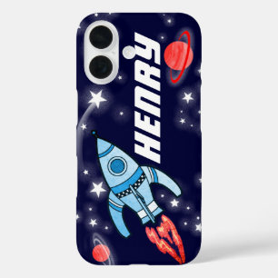 Raketen-Weltraum-Navy personalisierte Name iPhone- iPhone 16 Hülle