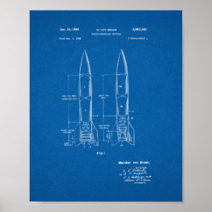Raketenangetriebenes Flugpatent - Plan Poster
