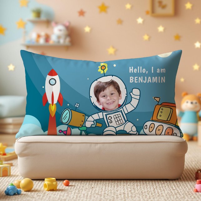 Raketenastronaut Space Anzug Custom Foto Kids Room Lendenkissen (Von Creator hochgeladen)