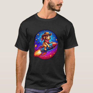 Raketenfahrt Welpe Liebhaber Süßes Tier Meme Cowbo T-Shirt