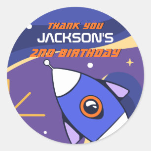 Raketengalaxie Kindergeburtstag Party Runder Aufkleber