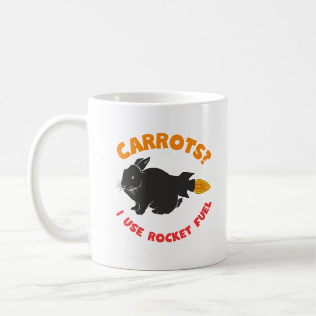 Raketenhase. Sarkastisches Kaninchen. Funny Rabbit Kaffeetasse (Links)