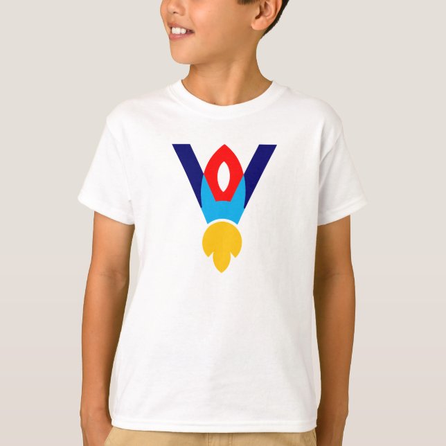 Raketenkinder Buchstabe V T-Shirt (Vorderseite)