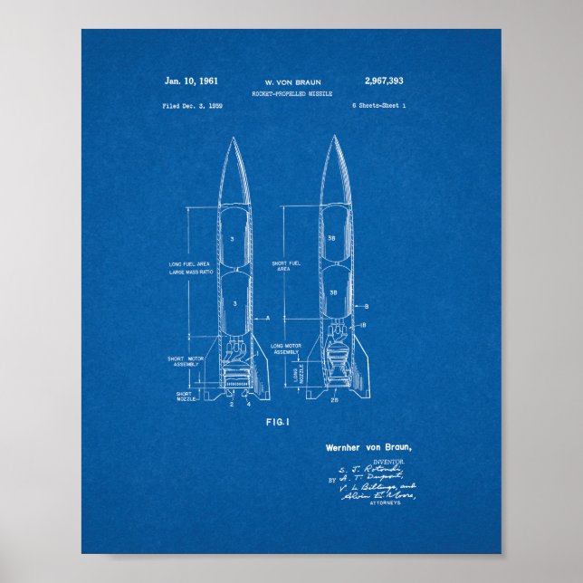 Raketenmotorschiff - Blueprint Poster (Vorne)