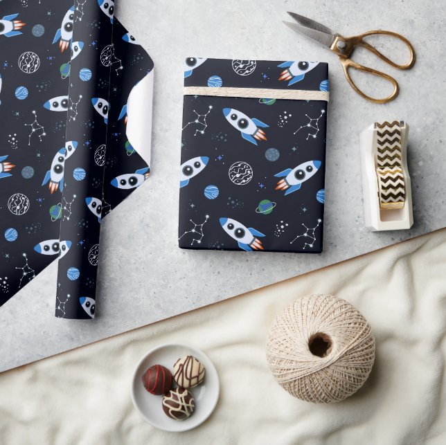Raketenmuster-Wrap-Papier Geschenkpapier (Kunsthandwerk)