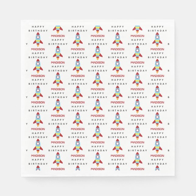 Raketenraumschiff Starter Individuelle Name Geburt Serviette (Vorderseite)