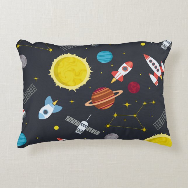 Raketenraumsolarsystem und Planet-Kosmos  Dekokissen (Vorderseite)