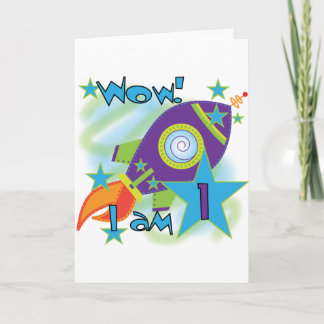 Raketenschiff 1. Geburtstag - Tshirts und Geschenk Karte