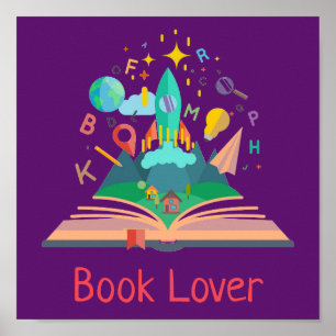 Raketenschiff der Bibliothek Book Lover Poster
