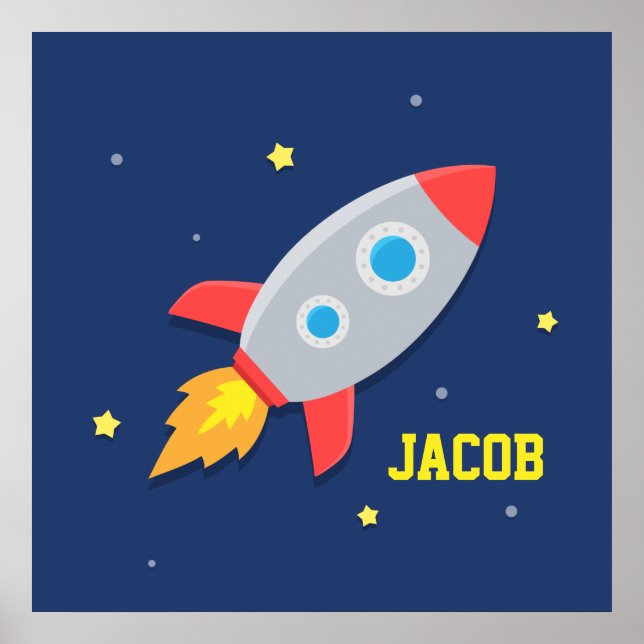 Raketenschiff im Weltraum-Kinder-Raumdekor-Poster Poster (Vorne)