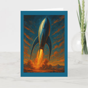 Raketenschiff inspiriert von den 1950er Jahren Karte