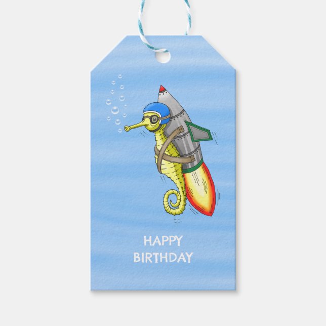 Raketenseepferdchen Geschenkanhänger (Vorderseite)