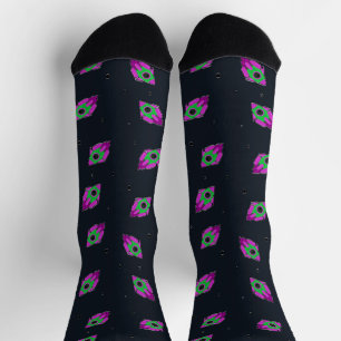 Raketensocken mit grüner und rosa Oberfläche Socken