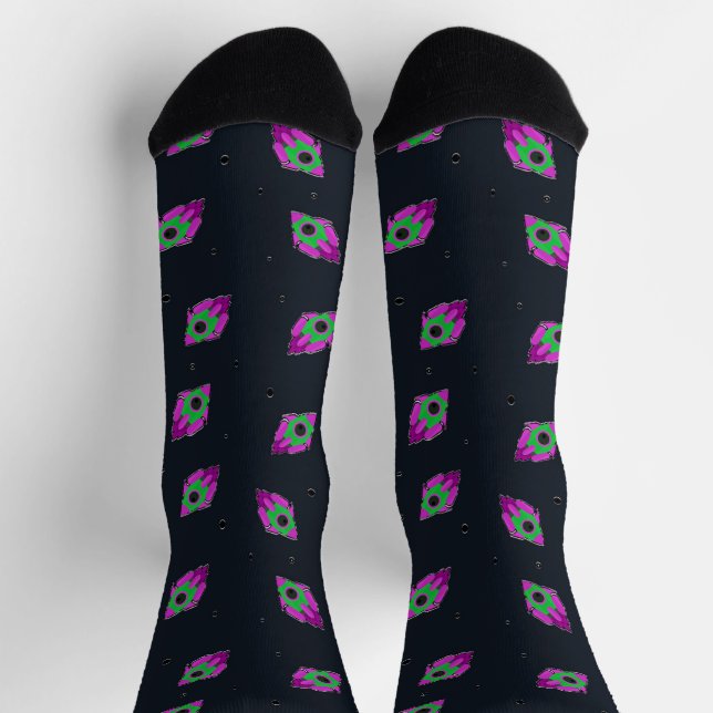 Raketensocken mit grüner und rosa Oberfläche Socken (Oben)