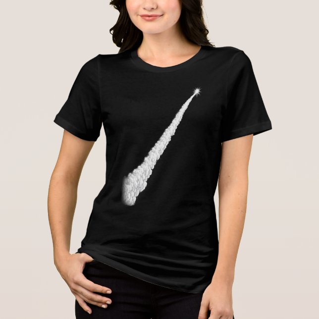 Raketenstart Dampfspur Linienkunst Tri-Blend Shirt (Vorderseite)