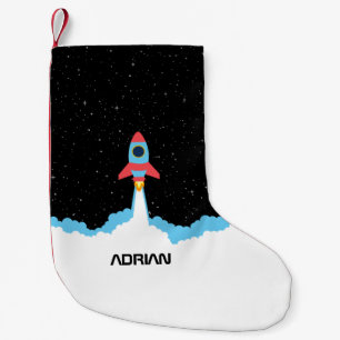 Raketenstart im Weltraum-Individuelle Name Kleiner Weihnachtsstrumpf