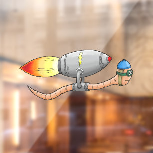 Raketenwurm Fensteraufkleber