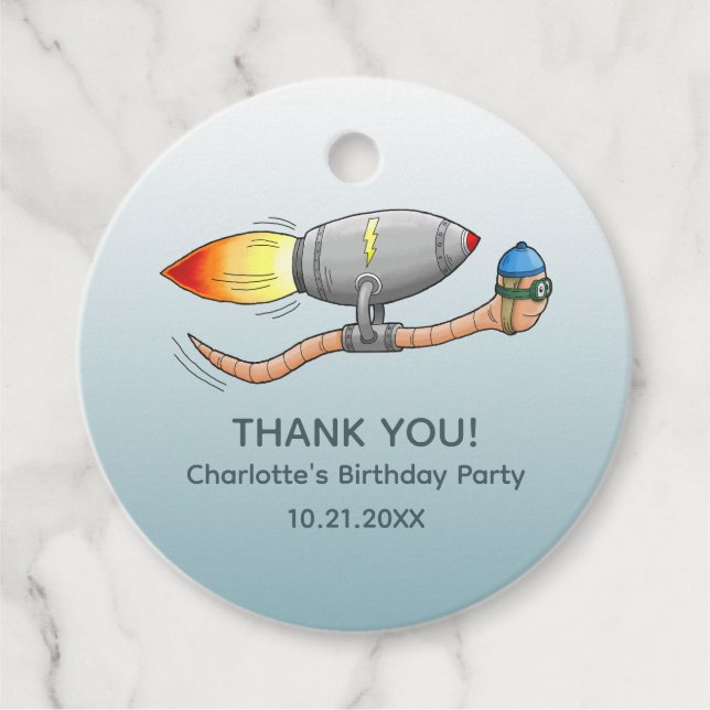 Raketenwurm Geschenkanhänger (Vorderseite)