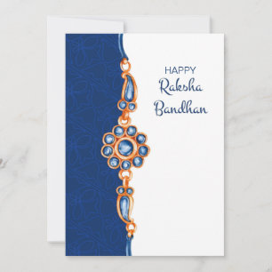 Raksha Bandhan Blue and White Greeting Card Karte