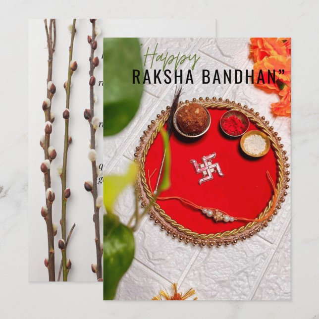Raksha Bandhan card Feiertagskarte (Vorne/Hinten)