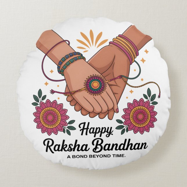 Raksha Bandhan Round Pillow Rundes Kissen (Vorderseite)