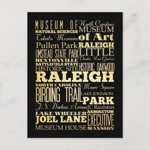 Raleigh City North Carolina Staat Typografie Postkarte
