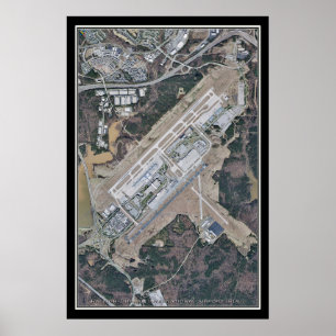 Raleigh-Durham Intl Airport Satellite Karte Poster