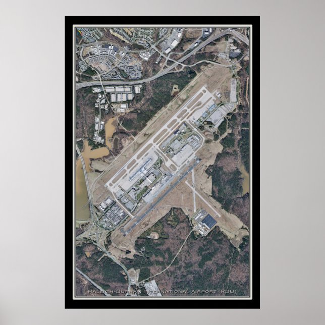 Raleigh-Durham Intl Airport Satellite Karte Poster (Vorne)