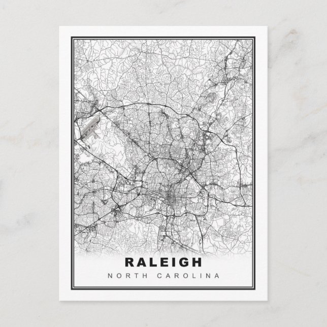Raleigh Map Postkarte (Vorderseite)