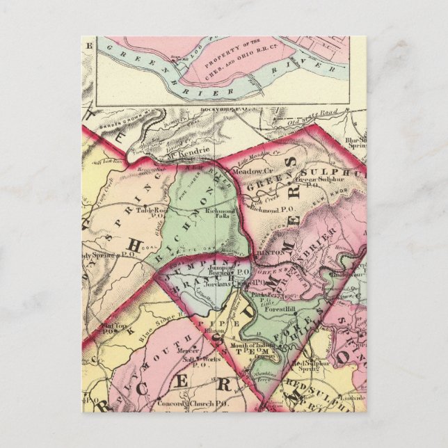 Raleigh, Mercer, Summers, Monroe Landkreises Postkarte (Vorderseite)