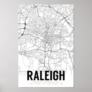 Raleigh NC Minimalistisch Map Art Poster