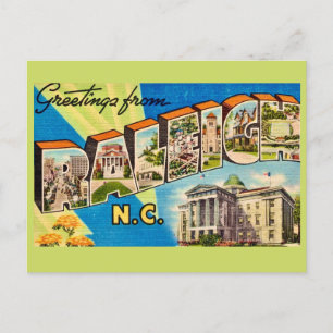 Raleigh NC Retro-Postkarte Postkarte