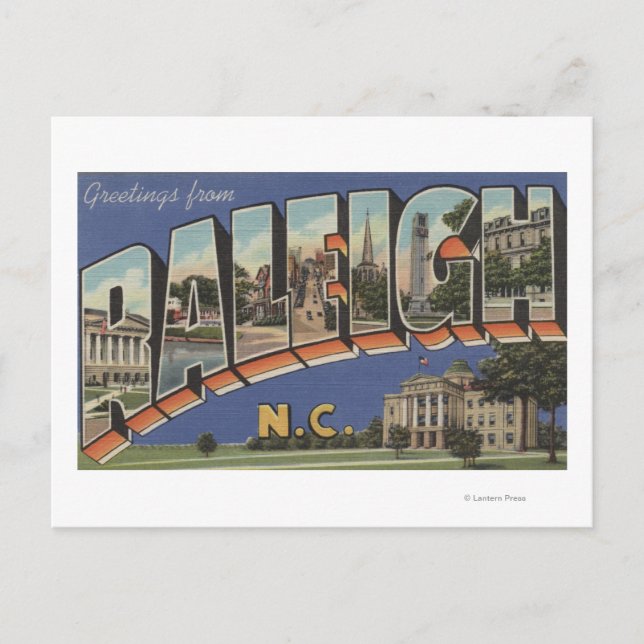 Raleigh, North Carolina - Große Briefszenen 2 Postkarte (Vorderseite)